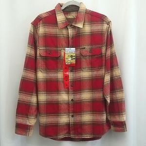 ORVIS Shirt Men's Medium Flannel Heavyweight Red PLAID Shacket Pockets NWT